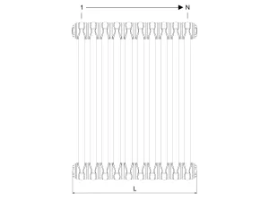 Technical drawing: Florence 2 Column 600mm steel column radiator