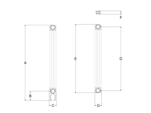 Technical drawing: Florence 3 Column 1000mm steel column radiator