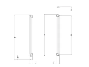 Technical drawing: Florence 3 Column 1200mm steel column radiator
