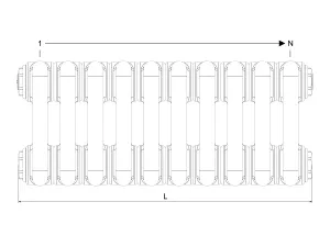 Technical drawing: Florence 3 Column 200mm steel column radiator
