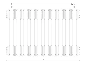 Technical drawing: Florence 3 Column 300mm steel column radiator