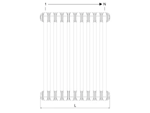 Technical drawing: Florence 3 Column 600mm steel column radiator