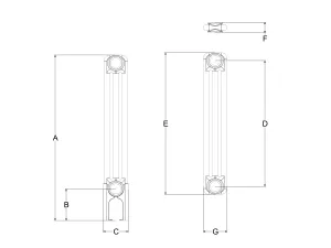 Technical drawing: Florence 3 Column 600mm steel column radiator