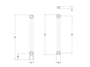 Technical drawing: Florence 3 Column 900mm steel column radiator
