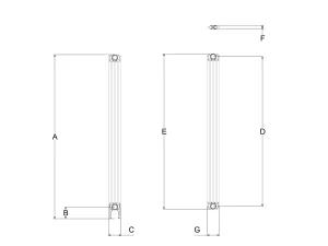 Technical drawing: Florence 4 Column 1800mm steel column radiator