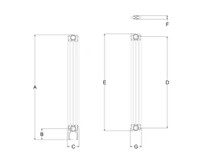 Technical drawing: Florence 4 Column 1200mm steel column radiator