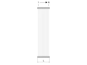 Technical drawing: Florence 4 Column 2000mm steel column radiator