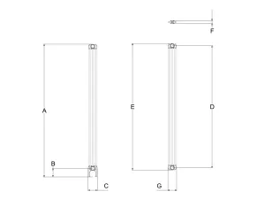Technical drawing: Florence 4 Column 2000mm steel column radiator