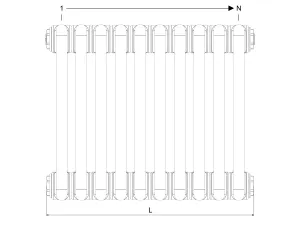 Technical drawing: Florence 4 Column 400mm steel column radiator