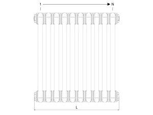 Technical drawing: Florence 4 Column 500mm steel column radiator