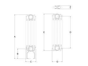 Technical drawing: Florence 4 Column 500mm steel column radiator