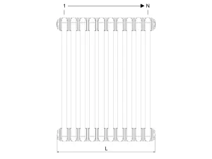 Technical drawing: Florence 4 Column 600mm steel column radiator