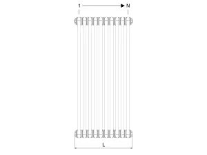 Technical drawing: Florence 5 Column 1000mm steel column radiator
