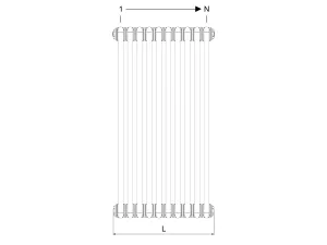Technical drawing: Florence 4 Column 900mm steel column radiator
