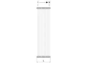 Technical drawing: Florence 5 Column 1800mm steel column radiator