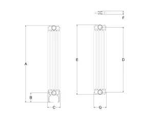 Technical drawing: Florence 5 Column 1000mm steel column radiator