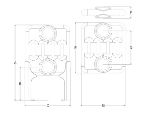 Technical drawing: Florence 5 Column 200mm steel column radiator