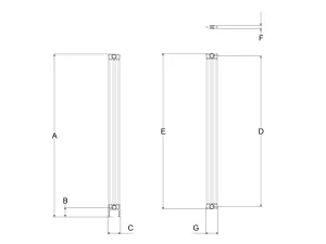 Technical drawing: Florence 5 Column 2200mm steel column radiator