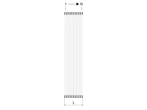 Technical drawing: Florence 5 Column 2200mm steel column radiator