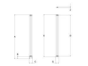 Technical drawing: Florence 5 Column 2500mm steel column radiator