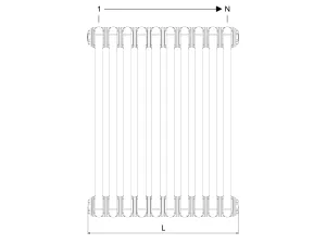Technical drawing: Florence 5 Column 600mm steel column radiator