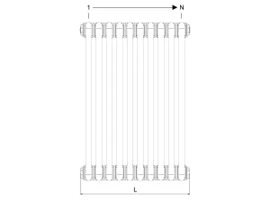 Technical drawing: Florence 5 Column 685mm steel column radiator