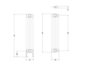Technical drawing: Florence 5 Column 900mm steel column radiator