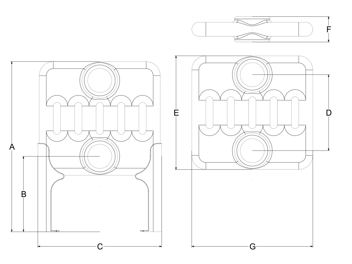 Technical drawing: Florence 6 Column 200mm steel column radiator