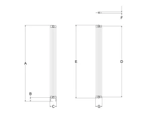 Technical drawing: Florence 6 Column 2500mm steel column radiator