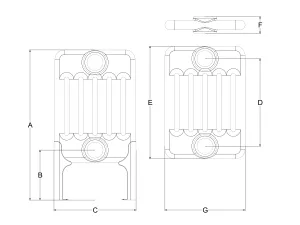 Technical drawing: Florence 6 Column 300mm steel column radiator