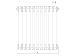 Technical drawing: Florence 6 Column 500mm steel column radiator