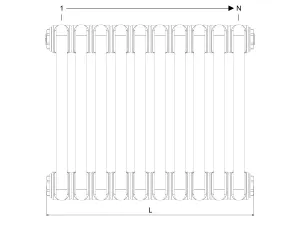 Technical drawing: Florence 6 Column 400mm steel column radiator