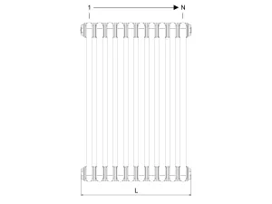 Technical drawing: Florence 6 Column 685mm steel column radiator