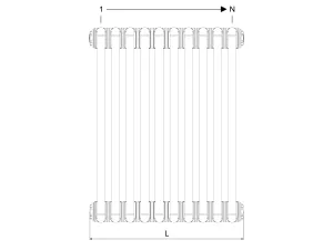 Technical drawing: Florence 6 Column 600mm steel column radiator